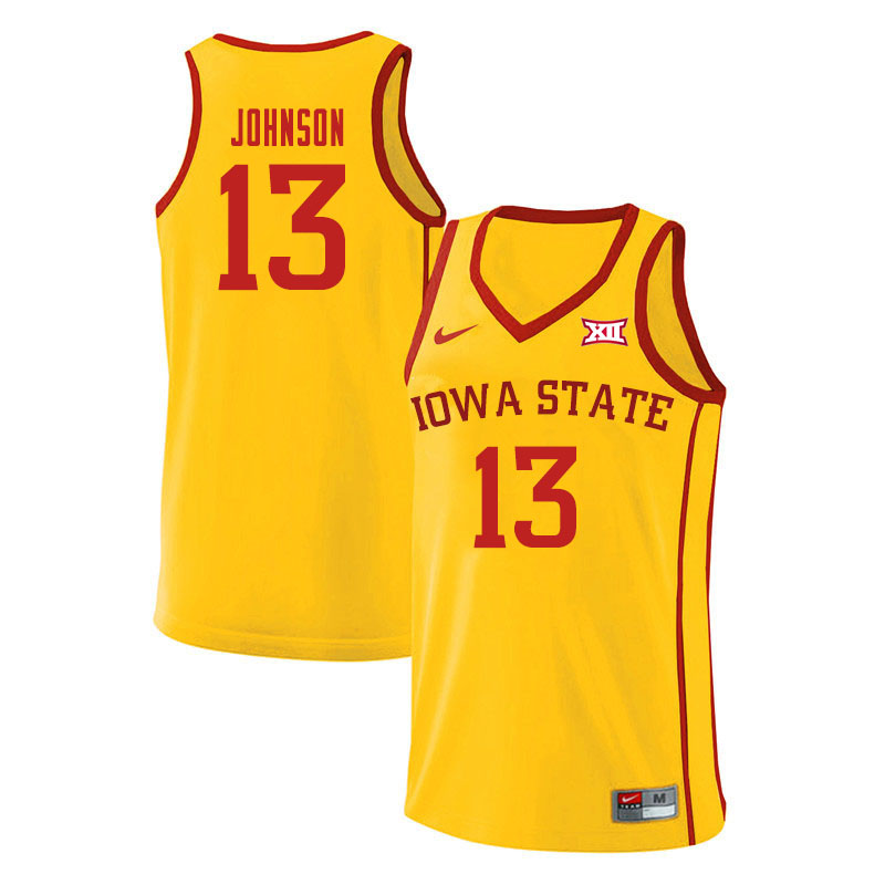 Men #13 Javan Johnson Iowa State Cyclones College Basketball Jerseys Sale-Yellow - Click Image to Close